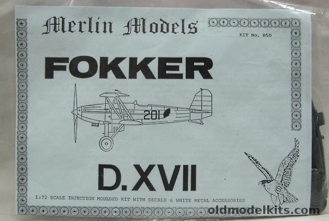 Merlin Models 1/72 Fokker D-XVII - Netherlands Air Force - Bagged, B50 plastic model kit